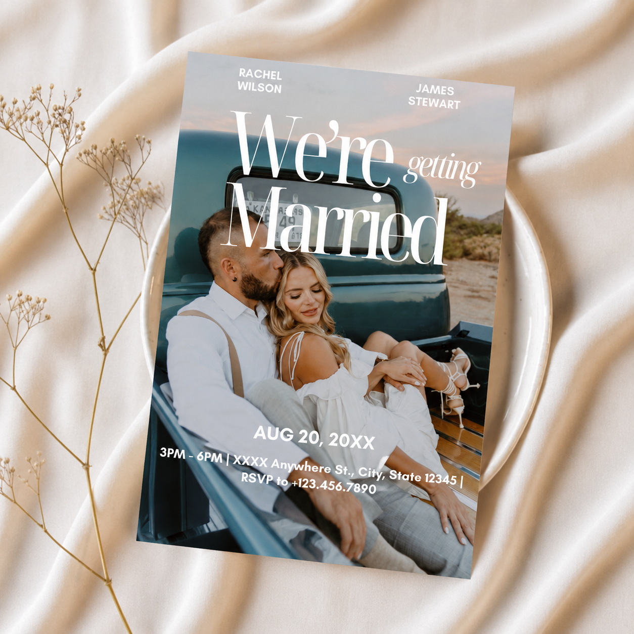 Movie Poster Wedding Invitation Template | Editable Canva Invitation