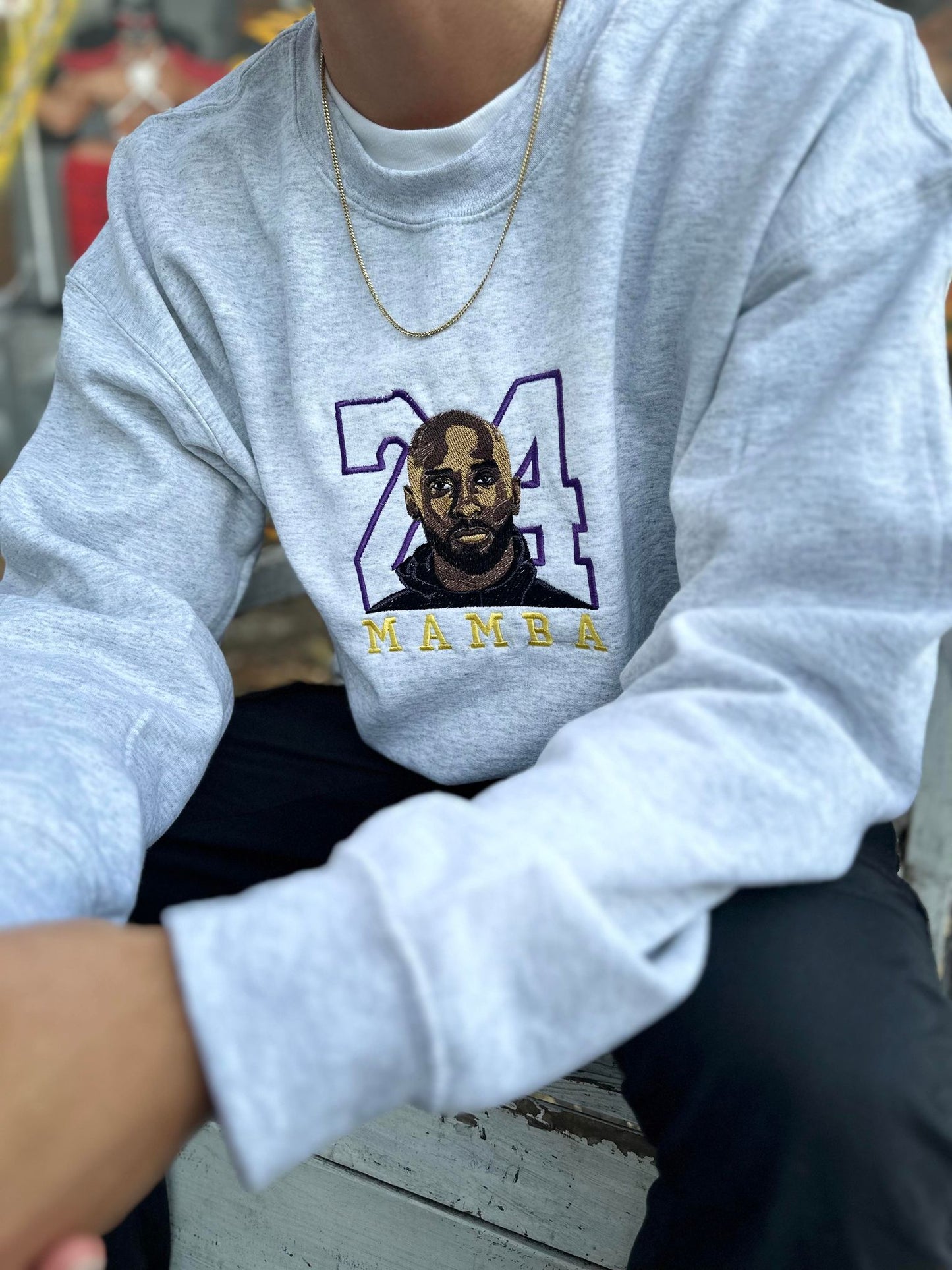 24 Kobe Bryant Lakers Embroidered Sweatshirt, Los Angeles Basketball