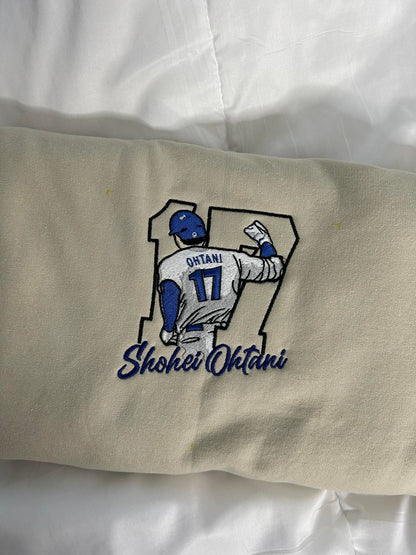 17 Shohei Ohtani Baseball Embroidered Sweatshirt, Los Angeles Dodgers