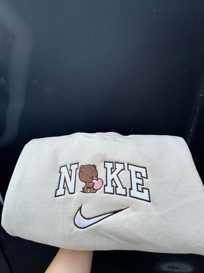 Mocha Brown Bear Embroidered Sweatshirt