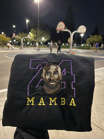 24 Kobe Bryant Lakers Embroidered Sweatshirt, Los Angeles Basketball