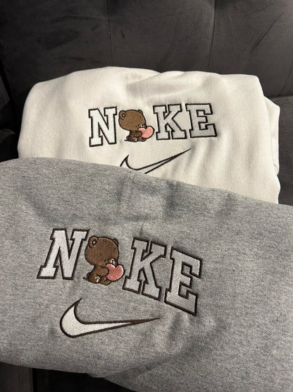 Mocha Brown Bear Embroidered Sweatshirt