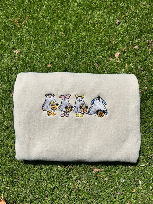 Trick or Treat Pooh Gang Embroidered Sweatshirt