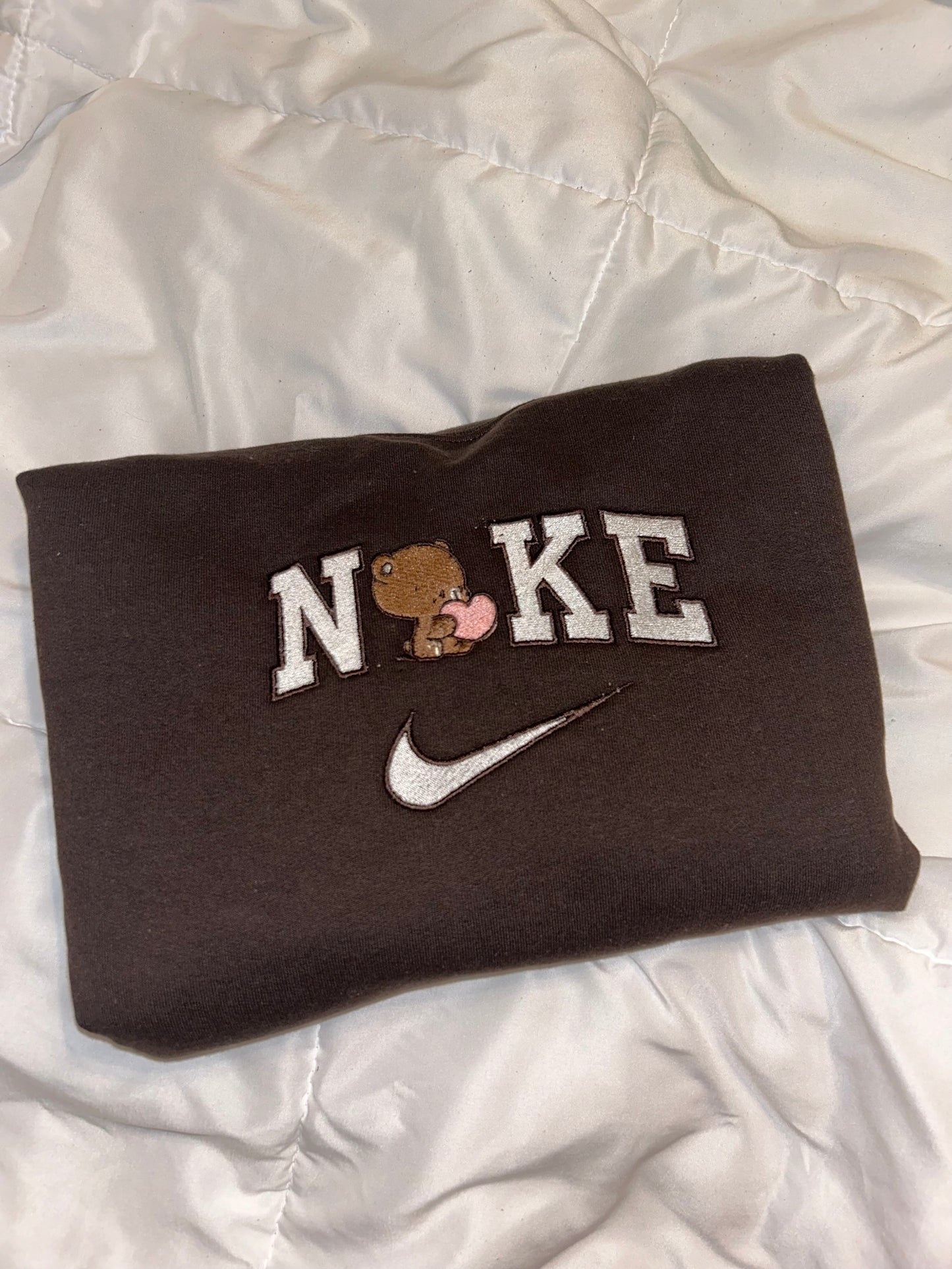 Sale - Mocha Brown Bear Embroidered Sweatshirt