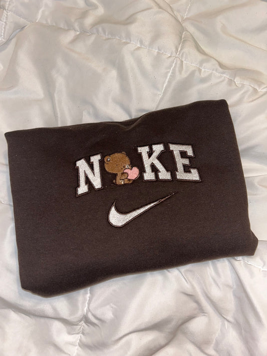 Sale - Mocha Brown Bear Embroidered Sweatshirt