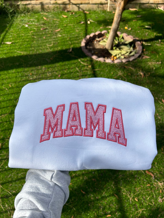 Sale - MAMA Glitter Embroidered Sweatshirt (White Large)